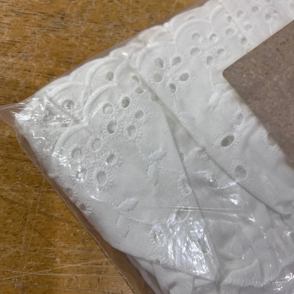 Vtg White Eyelet Floral Scalloped Cafe Tier Curtains 80x24 Tiers New